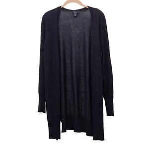 HALOGEN Black Long Sleeve Knit Cardigan Sweater Sheer Lightweight 1 L Minimalist